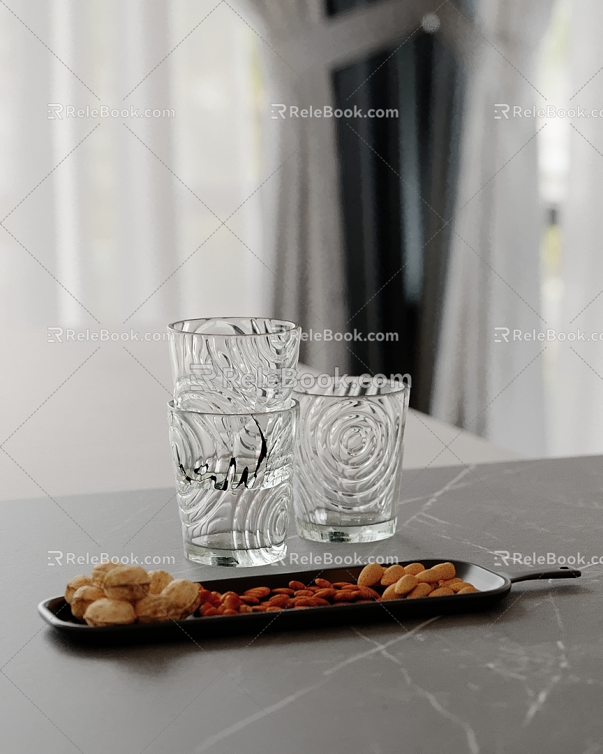 Modern Ornaments Combination Water Cup Tray Snack Ornaments Kitchen 3d model