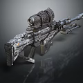 Intricate Tactical Sniper Rifle With Camouflage Pattern Scope And Metal Components