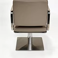 Modern Beige Upholstered Office Chair With Sleek Metal Frame And Square Base Design