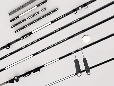 Different Types Of Fishing Rods With Guides And Handles In Various Lengths 3d model