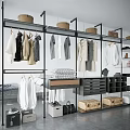 Modern Minimalist Closet Interior Design With Hanging Clothes Shelves Drawers And Storage Boxes