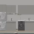 Modern Bathroom Cabinet with Washing Machine Dryer and Upper Storage Cabinets