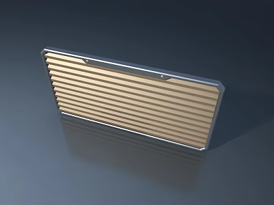 Sleek Modern Swing Door With Aluminum Frame Silver Border And Gold Slats 3d model