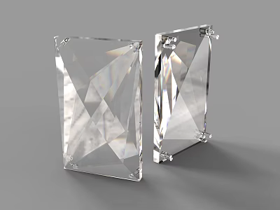 Clear Crystal Polygonal Faceted Decorative Ornament Set For Home Decoration 3d model