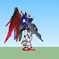 Electric Toy Robot Mech Action Figure With Blue Red White Wings And Gun