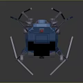 Blue Gray Mechanical Structure With Solar Panels Weapon Like Parts Support Legs Red Component ICARUS 3d model
