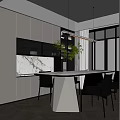 Modern Restaurant Interior With White Dining Table Grey Chairs And Pendant Lights