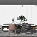 Modern Dining Table and Chair Combination Dining Table and Chair 3d model