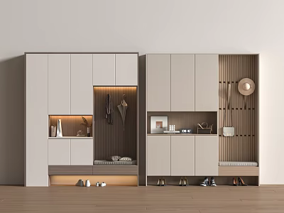 Modern Shoe Cabinet With Storage Compartments Hanging Space And Built In Lighting 3d model
