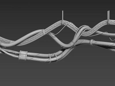 Detailed 3D Model Of Complex Curved Metal Pipe Industrial Mechanical Structure 3d model