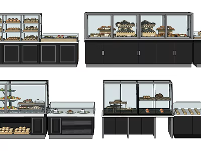 Bakery Display Shelves with Glass Doors Base Cabinets and Various Designs 3d model