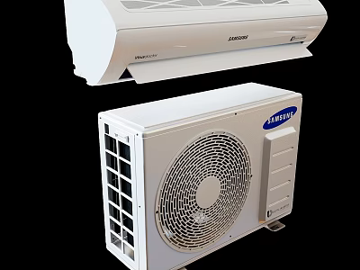 Samsung Air Conditioner Indoor And Outdoor Units In White Design 3d model