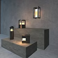 Modern Outdoor Lights Featuring Pillar Square Wall Mounted With Warm Glow And Grey Platform Design