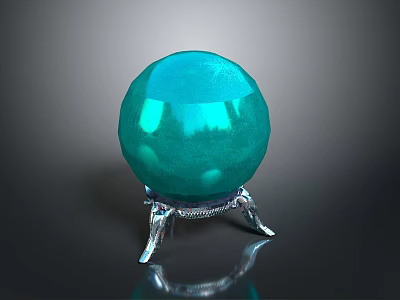 Vibrant Green Glossy Sphere On Metallic Silver Decorative Stand Base 3d model