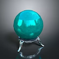 Vibrant Green Glossy Sphere On Metallic Silver Decorative Stand Base