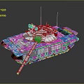 Modern Military Tank 3D Model With Camouflage Paint Gun Barrel Tracks And Antennas