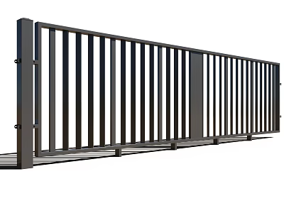 Modern Black Metal Railing With Vertical Bars For Outdoor Balcony Design 3d model