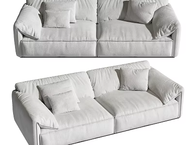 Modern Light Colored Upholstered Two Seater Sofa With Soft Cushions And Sleek Design 3d model