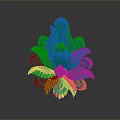 Green Carved Floral Leaf Ornament With Detailed Petal And Stem Design