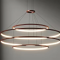 Modern Illuminated Chandelier Featuring Multiple Circular Rings And Warm Glow 3d model