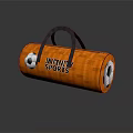 Orange Cylindrical Sports Bag With Black Handle Soccer Ball Design And INFINITY SPORTS Logo