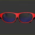 Red Stylish Glasses Featuring DIPLOMA Logo on Frame with Black Temples and Connecting Wire