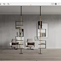 Modern Bookshelf Design With Metal Frame Wooden Elements Gray Wall And Beige Chairs