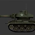 Military Tank With Long Cannon Metal Tracks And White Star Insignia