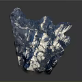 3D Mountainous Terrain With Blue White Glacial Features And Detailed Textured Surface