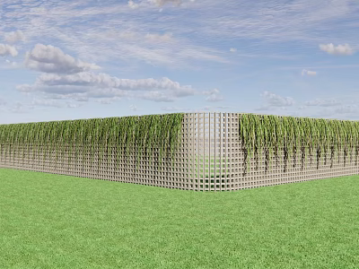Modern enclosing hollow brick wall 3d model