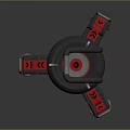 Mechanical Device With Black Red Color Scheme Circular Main Body Top Handle And Side Components 3d model