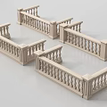 Decorative Stone Balustrades With Multiple Sections For Architectural Railings 3D 3d model