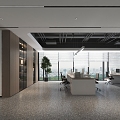 Modern Office Area Office Public Office Area Open Office Desk Office Chair Chandelier Bonsai Computer Filing Cabinet Bookcase 3d model