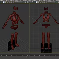 Two Brown and Black Strapped Outfits with Gloves Stockings and Headpieces