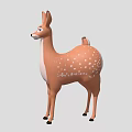 Cute Cartoon Deer With Brown White Spots Big Ears And Standing Pose
