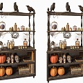 Modern Halloween Decoration Cabinet Ornaments Halloween Ornaments Pumpkin Lantern Halloween Decoration Cabinet Creative Ghost Festival Ornaments Brain Flower Pigeon Spider Web Pumpkin 3d model