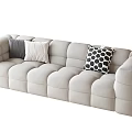 Cream style multi-person sofa one-character sofa 3d model