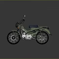 Classic Green Honda Motorcycle With Blue Seat And Rear Luggage Rack