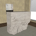 Japanese-style stone front desk 3d model