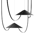 Modern Black Conical Pendant Lights With Hanging Straps For Interior Design