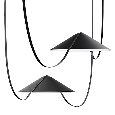 Modern Black Conical Pendant Lights With Hanging Straps For Interior Design 3d model