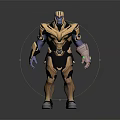 Detailed Thanos 3D Character Model With Golden Black Armor And Infinity Gauntlet