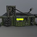 Green Military Style Television Set With Digital Display Control Buttons And Cable Design
