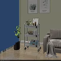 Rolling Storage Cart With Three Shelves In Living Room Plants Books And Decor Items