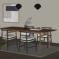 Modern Dining Table Combination With Wooden Top Black Frame Chairs White Cushions And Pendant Lights