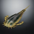 Detailed Ancient Aquatic Arthropod Featuring Segmented Body Yellow Black Coloration And Long Tail Spine