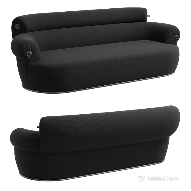 Modern Black Fabric Sectional Sofa With Sleek Design And Comfortable Seating 3d model