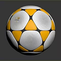 Professional Soccer Ball With White Yellow Black Geometric Pattern And Shiny Surface