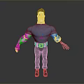 3D Animated Character Wearing Blue T-Shirt Black Pants Red Boots And Mechanical Arm