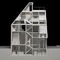 Modern White Architectural Model With Unique Multi Level Design And Open Staircase 3d model